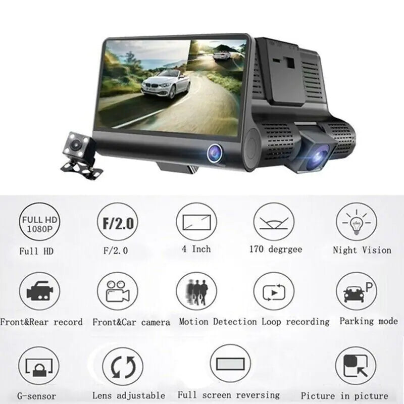 Car DVR Rearview Video Dash Cam Recorder Camera G-Sensor