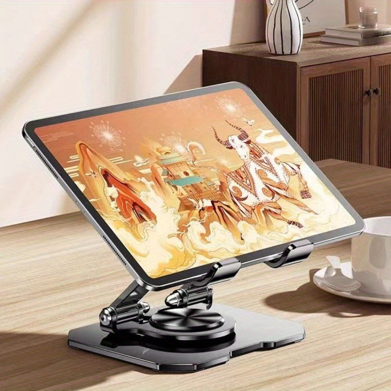 Multi Functional Metal Tablet Holder - Foldable, 360 ° Rotatable, Suitable For Desktop Use, Compatible With Mobile Phones And Tablets