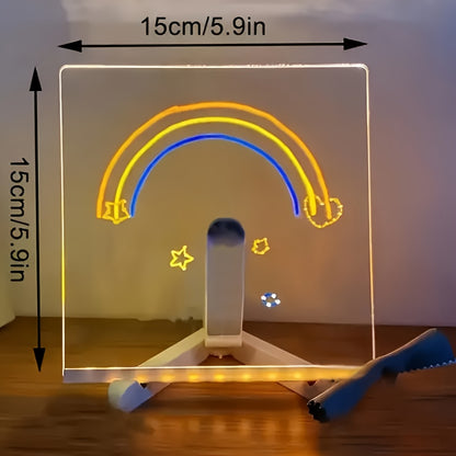 LED Message Board with 7 Color Pens, Acrylic Glow-In-The-Dark Drawing Board, LED Illuminated Drawing Tablet with Stand for Office, Home Christmas Day Gift New Year'S Gift