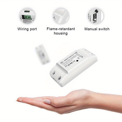 Smart Switch WiFi & Wireless, 10A 2200W Dual-Mode Voice Control, Tuya App Remote, Timing Function - Compatibility for Home Automation, White