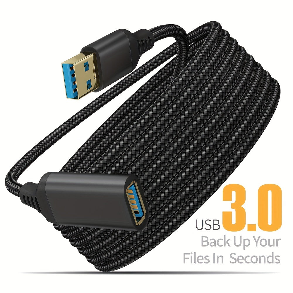 Super-Fast USB3.0 Extension Cable - Compatible With Webcam, Keyboard, Flash Drive, Hard Drive, Printer, Mouse, and Game Console!