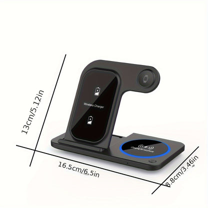 Foldable Wireless Charger Station, USB Magnetic Charging Stand Dock for iPhone 15/14/13/12/11 Series, iWatch Ultra2/Ultra/9/8/7/6 Series, and Earbuds 3/2/Pro Series - Fast Wireless Charging Hub