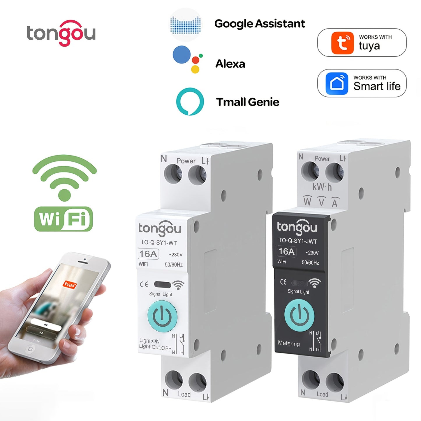 TUYA WiFi Smart Switch Breaker, Wireless Remote Control Remote Mobile Control, Metering Timer Countdown Smart Home, Tuya, Smart Life