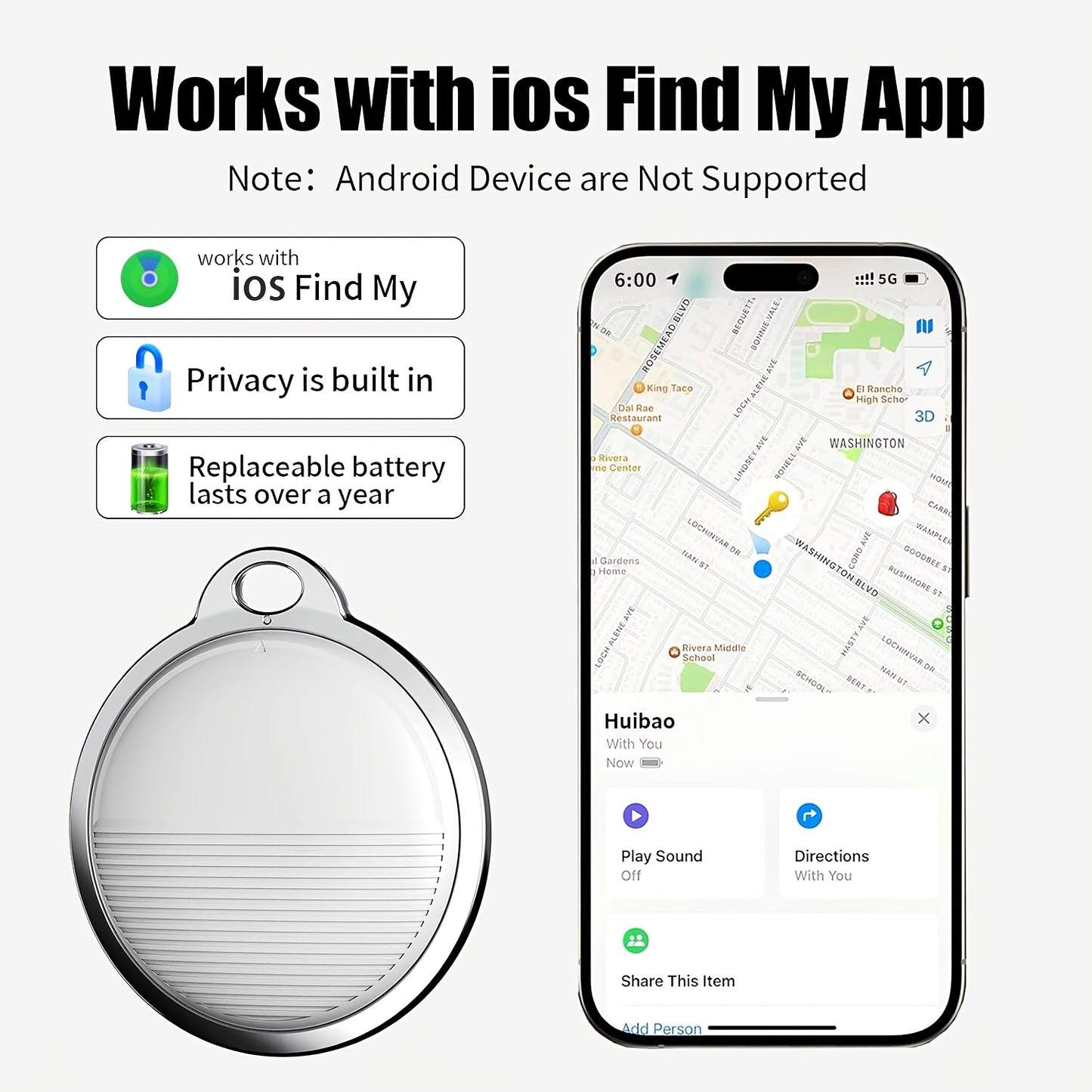 Real-Time GPS Smart Anti-Lost Device Locator - No Installation Required, Suitable For Pets, Elderly, And Children, Compatible With IOS System