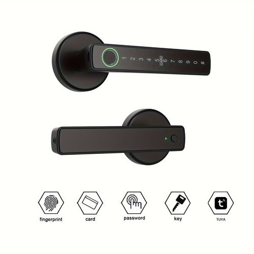 WINFREE Smart Door Lock HC-R1 - Aluminum Alloy, Wireless Enabled, Key/Card/Passcode/Fingerprint Unlocking, Compatible with Google Home & Alexa, WINFREE