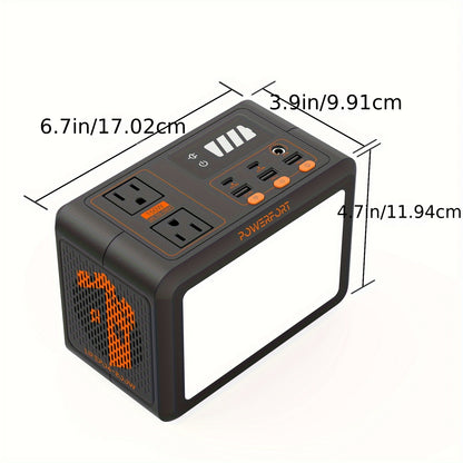 Portable Power Station - Compact Solar Generator with 3500+ Cycles LiFePo4 Battery, PD18W Fast Charge, USB QC3.0, Dual AC Outlets, LED Display & Emergency Lighting for Camping, CPAP, Home Backup, Portable Charg