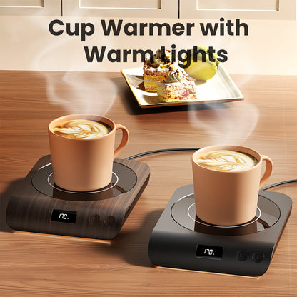 Mug Warmer, Coffee Mug Warmer with 3 Temp Settings, 2-10H Auto Shut Off, Coffee Warmer for Desk with Warmer Lights, Fast Heating Beverages Warmer Plate Cup Warmer for Coffee, Tea, Cocoa, Milk