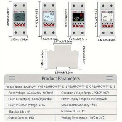 Intelligent Energy Saver Breaker - Advanced Earth Leakage Protection, Over/Under Voltage Guardian, Relay Switch with Accurate KWh Meter, Remote Control ON/OFF, Seamless Integration with Amazon Alexa & Google Home Assistan