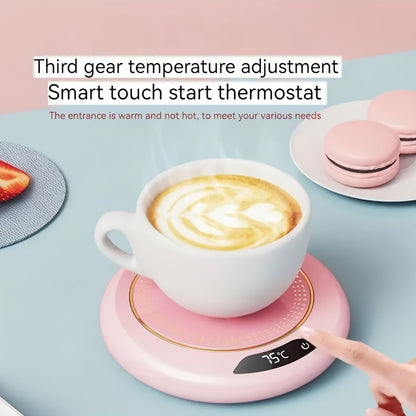 Three Temperature Setting Smart Coffee Cup Warmer, Electric Constant Insulation Pad, Portable Cup Warmer Mat For Home With Smart Touch Start And Automatic Power-off