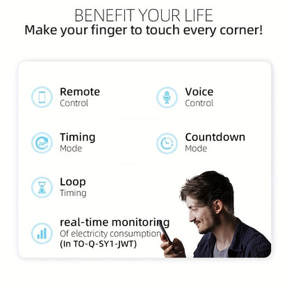 TUYA WiFi Smart Switch Breaker, Wireless Remote Control Remote Mobile Control, Metering Timer Countdown Smart Home, Tuya, Smart Life