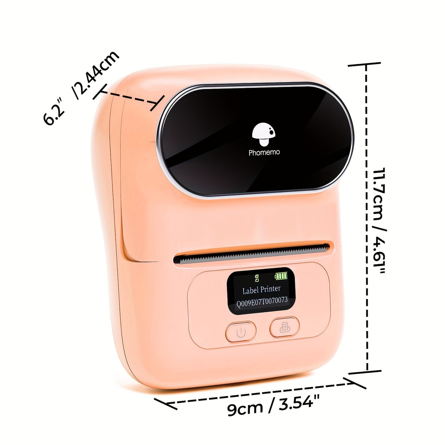 Phomemo M110 Pink Portable Thermal Label Printer - Wireless & Compact Barcode Maker for Small Business, Office, Home | USB Rechargeable, Wireless-Compatible with Android & iOS, 20-50mm Labels, Includes "Thank You" & "Baked wi