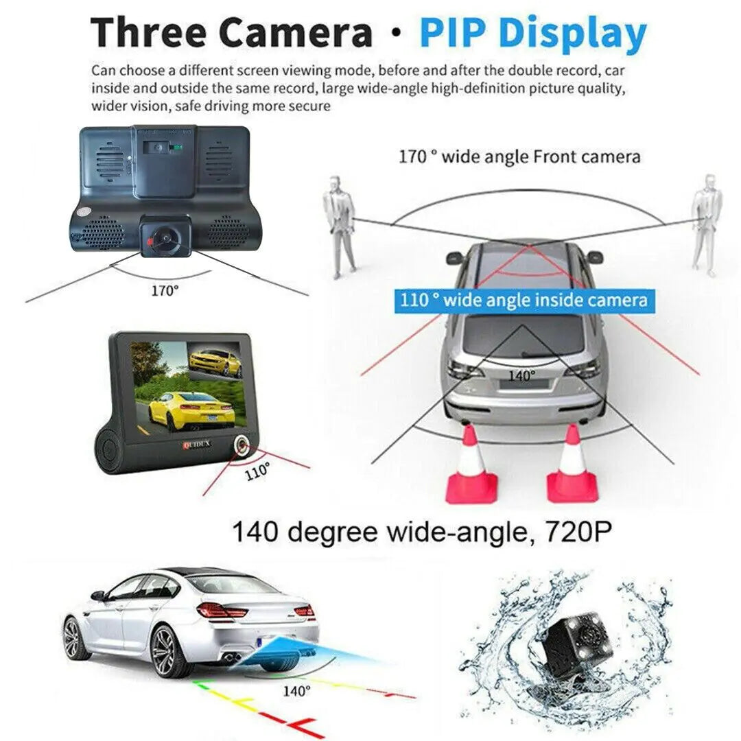 Car DVR Rearview Video Dash Cam Recorder Camera G-Sensor