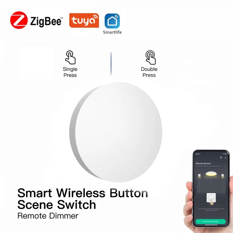 Tuya ZigBee Button Scene Switch Intelligent Linkage Smart Switch Battery Powered Automation Work With Smart Life Zigbee Devices