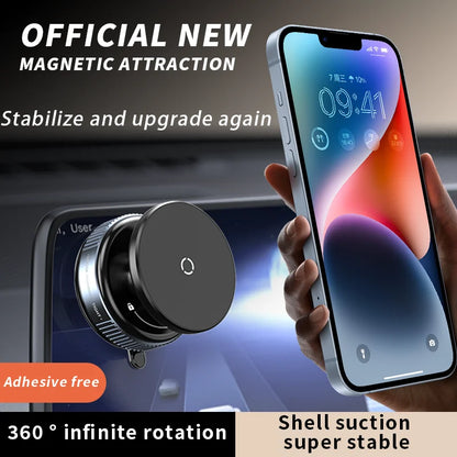 Magnetic Car Mount Mobile Phone Holder Vacuum Adsorption 360° Rotation Super Strong Suction Bracket for Iphone12-16 Smartphone