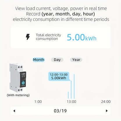 TUYA WiFi Smart Switch Breaker, Wireless Remote Control Remote Mobile Control, Metering Timer Countdown Smart Home, Tuya, Smart Life