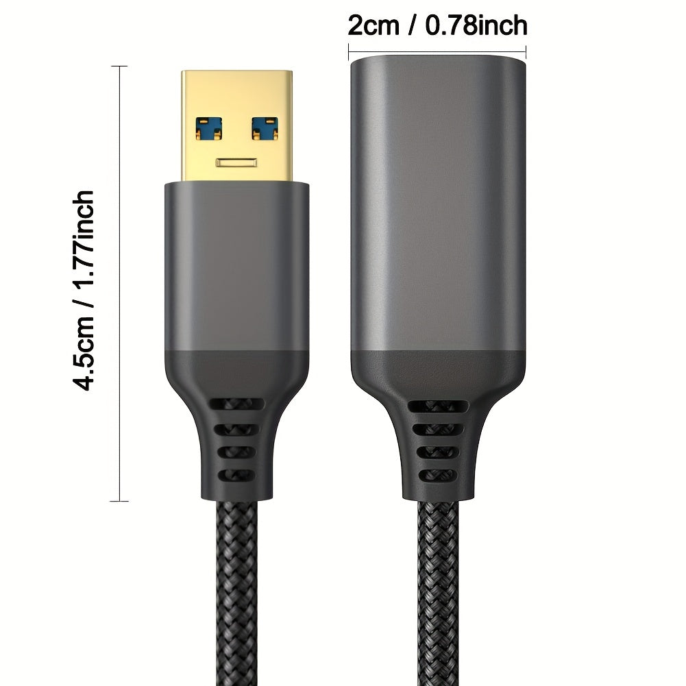 Super-Fast USB3.0 Extension Cable - Compatible With Webcam, Keyboard, Flash Drive, Hard Drive, Printer, Mouse, and Game Console!