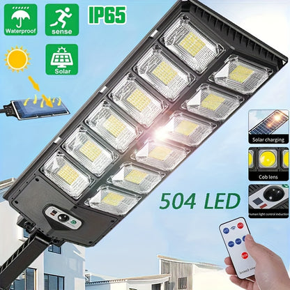 Solar Street Light IP65 Waterproof 6500K 100000LM 200LED/504 LED Solar Parking Street Light (Dusk To Dawn) With Foldable Bracket Solar Flood Light (Wide Angle Motion Sensor And Remote Control) For Commercial Area Lighting