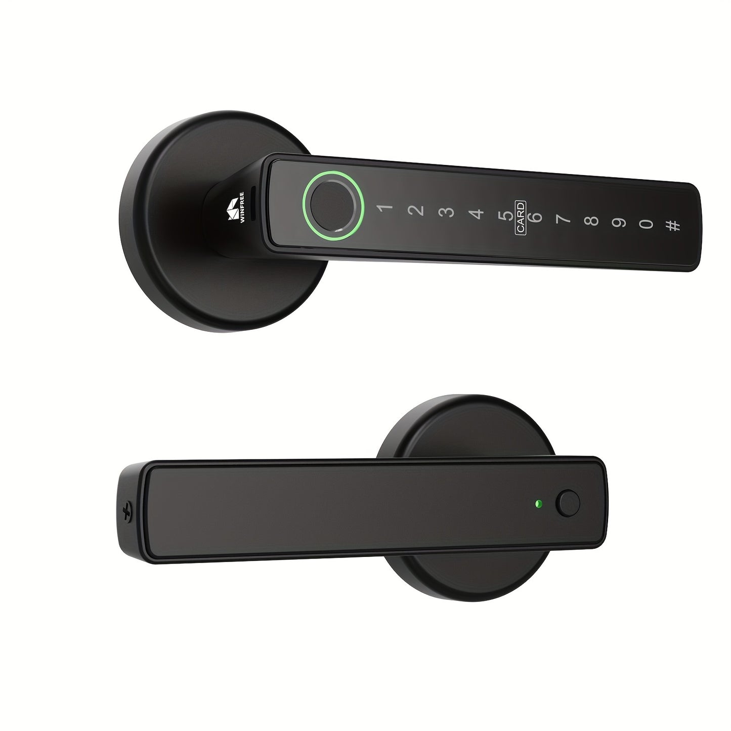 WINFREE Smart Door Lock HC-R1 - Aluminum Alloy, Wireless Enabled, Key/Card/Passcode/Fingerprint Unlocking, Compatible with Google Home & Alexa, WINFREE