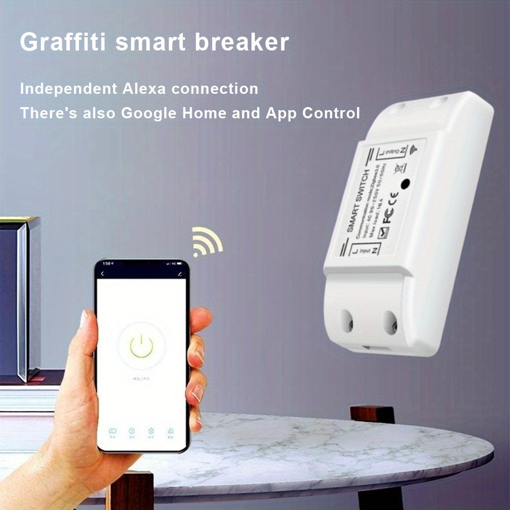 Smart Switch WiFi & Wireless, 10A 2200W Dual-Mode Voice Control, Tuya App Remote, Timing Function - Compatibility for Home Automation, White