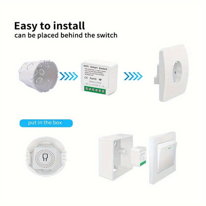 Smart Switch Mini - Compatible with Alexa and Google Home, Remote Control, Voice Control, DIY Mode, Delay Function, LAN Control - Ewelink Home Automation Timer Schedule, 2-Way Smart Circuit Breaker