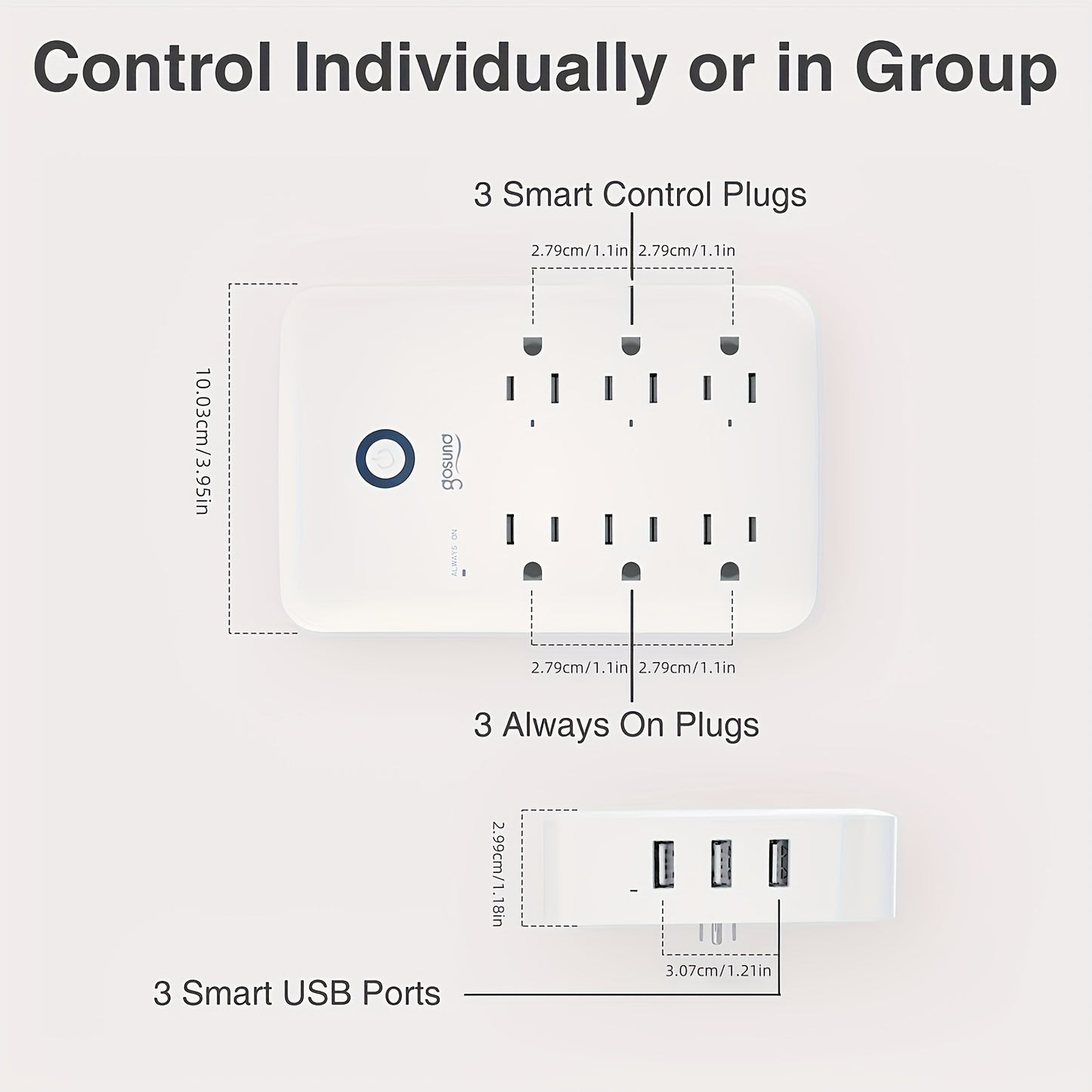 Gosund WiFi Smart Power Strip, USB Surge Protector with 3 Individually Controlled Smart Outlets and 3 Smart USB Ports, No Hub Required, Works with Alexa and Google Home Voice Control, Remote Control via Gosund & Tuya APP, Wal