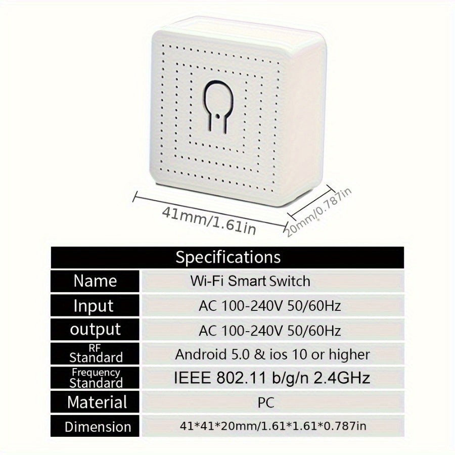 Tuya Wifi Smart Switch Mini 16A Transmitter is compatible with Alexa and Google Home applications for remote control, voice control, DIY mode, delay function, LAN control without repeaters, 2-way smart circuit breaker, Ewelin