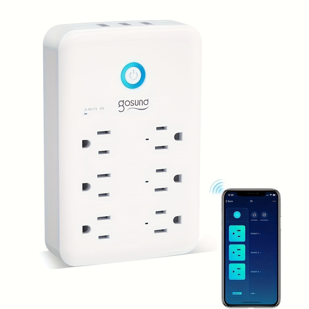 Gosund WiFi Smart Power Strip, USB Surge Protector with 3 Individually Controlled Smart Outlets and 3 Smart USB Ports, No Hub Required, Works with Alexa and Google Home Voice Control, Remote Control via Gosund & Tuya APP, Wal