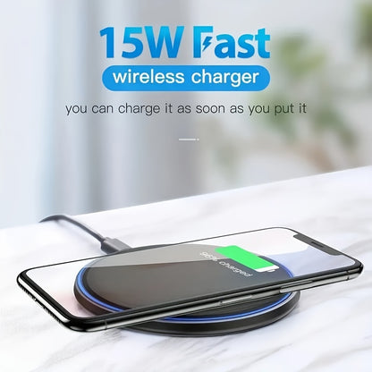 Fast Wireless Charger, Compatible With iPhone 16/15/14/13/12/8 Series, Galaxy S24/S23/S22 Ultra, Galaxy A54/A52, Galaxy S23/S24/S22, Galaxy S20/S21 FE, Suitable for Office, Home, Travel