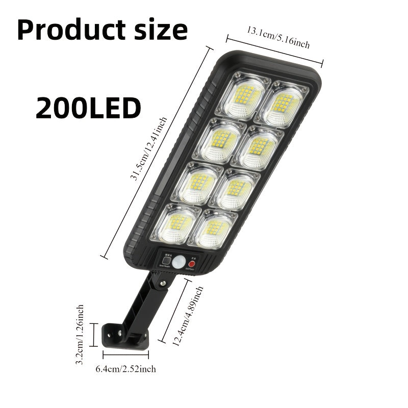 Solar Street Light IP65 Waterproof 6500K 100000LM 200LED/504 LED Solar Parking Street Light (Dusk To Dawn) With Foldable Bracket Solar Flood Light (Wide Angle Motion Sensor And Remote Control) For Commercial Area Lighting