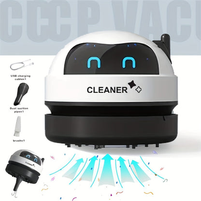 A Mini Desktop Vacuum Cleaner Portable Small USB Rechargeable Battery Powered Robot Cute Styling Desktop Cleaner Mute Pick Up Small Objects Broken Eraser Debris Hair Back to School Season Gifts Halloween Christmas Birthday Pr