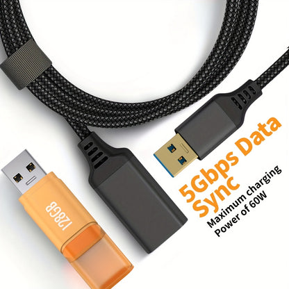 Super-Fast USB3.0 Extension Cable - Compatible With Webcam, Keyboard, Flash Drive, Hard Drive, Printer, Mouse, and Game Console!