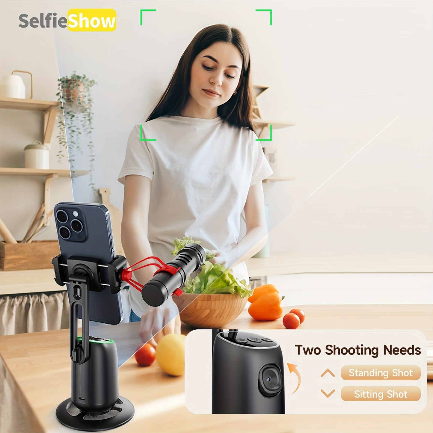 AI Intelligent Dual Cold Shoe Interface 360°Face Tracking Gimbal. Suitable for all kinds of Apple phones, for SamSung and other smart phones. Christmas gifts, Halloween gifts, birthday gifts, photography and video equipment,