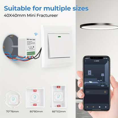 Tuya Wifi Smart Switch Mini 16A Transmitter is compatible with Alexa and Google Home applications for remote control, voice control, DIY mode, delay function, LAN control without repeaters, 2-way smart circuit breaker, Ewelin