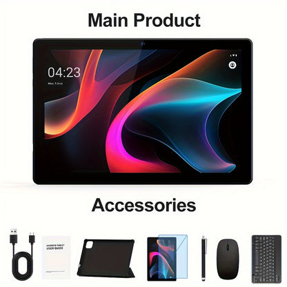 Tablet, 2024 Android 14 Tablet With Protective Case, Mouse, Pen And Keyboard. 5G Dual Wifi6 Tablet, Quad-Core CPU, 2MP+8MP Camera, (3+3Expansion)GB RAM+64GB ROM, 1TB Expansion, 6000mAH Battery, 1280x800 IPS Sc