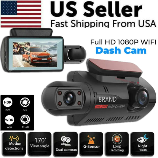 Car DVR Dash Cam Video Recorder G-Sensor Front And Inside Camera