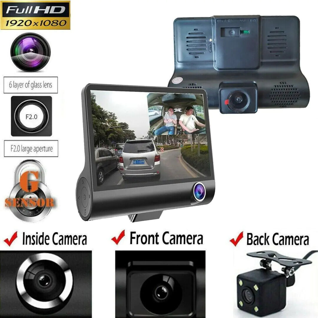 Car DVR Rearview Video Dash Cam Recorder Camera G-Sensor